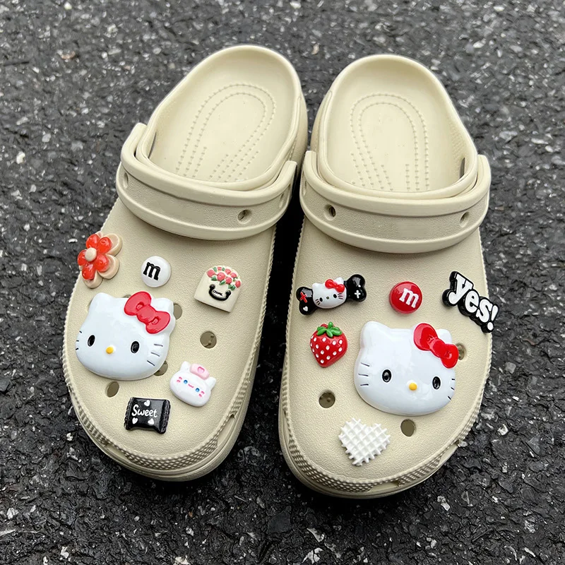 Miniso 1 Set Lovely Hello Kitty Shoes Accessories Women Girls Sandals Garden Shoe Buckle Decorations Fit Charm DIY Birthday Gift