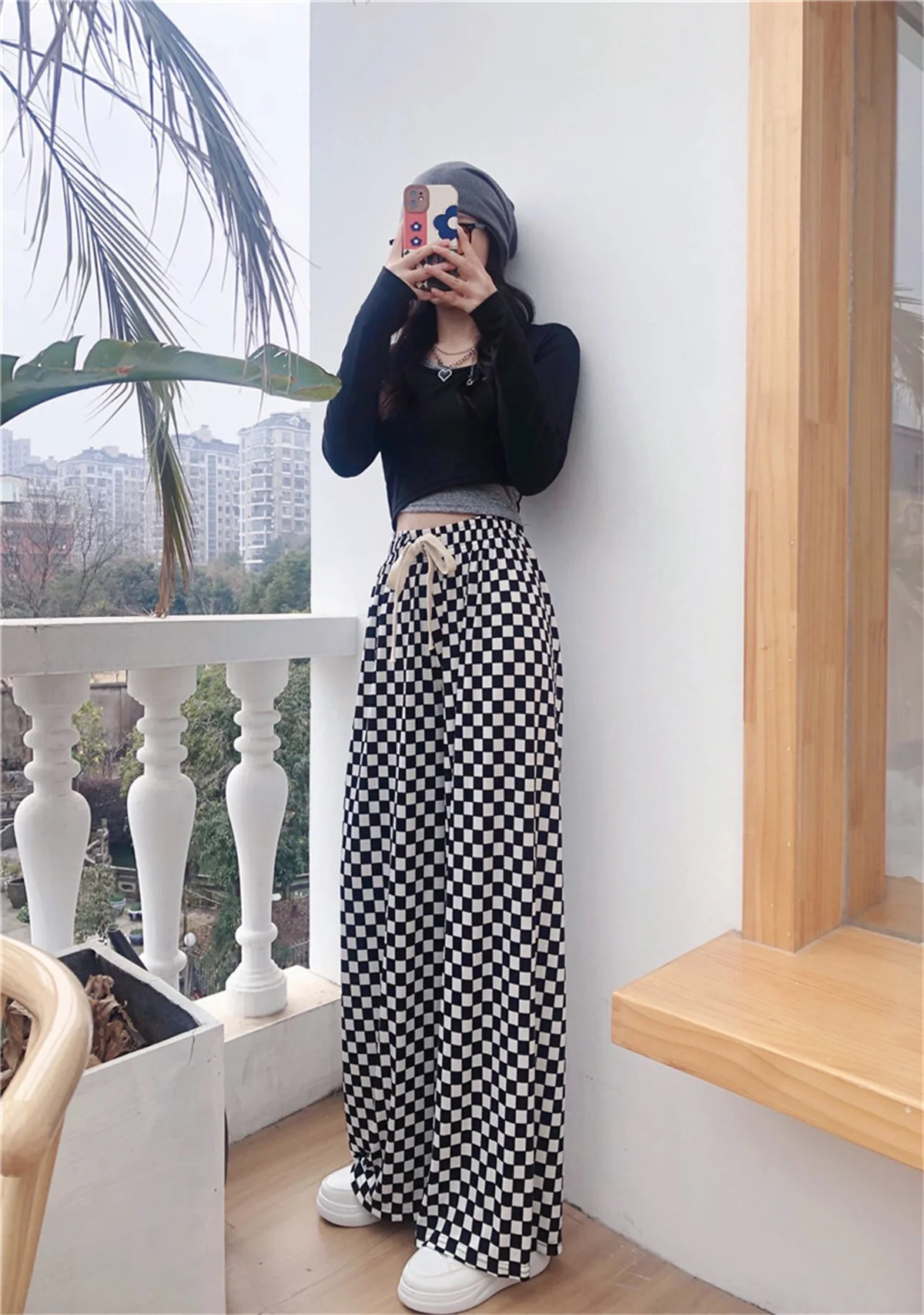 أسود البضائع منقوشة السراويل النساء عادية فاسق السراويل القوطية قلم رصاص Harajuku بناطيل كول موضة الهيب هوب فضفاض فتاة السراويل فام