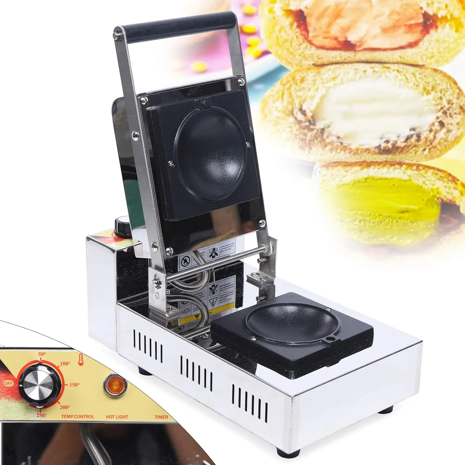 صانع برغر الآيس كريم، آلة الساندوتشات المنزلية التجارية الكهربائية غير عصا صانع الساندوتشات صانع الوافل آلة بيكر تسخين سريع