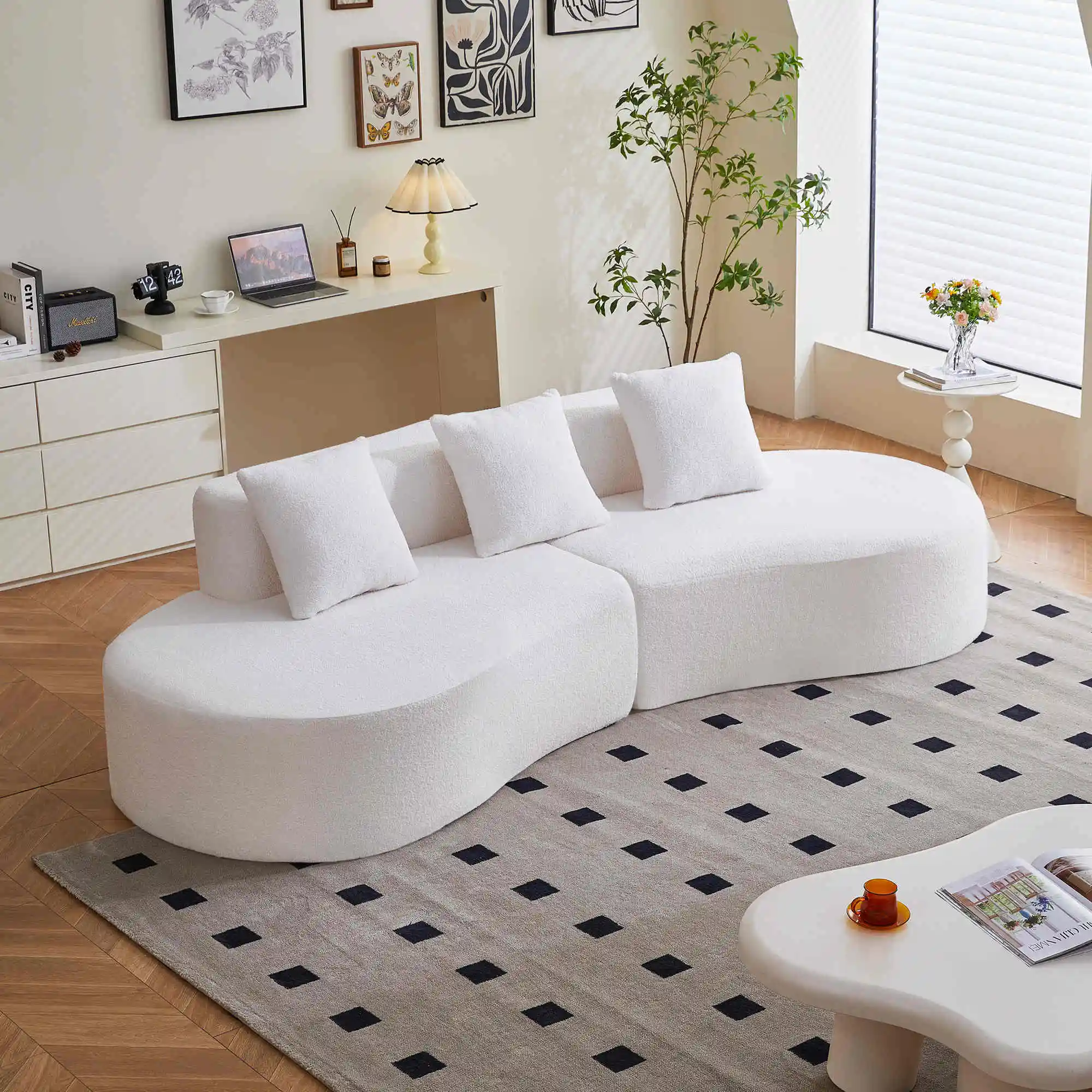 

Современный изогнутый велюровый диван с подушками, 3-местный, роскошный, с обивкой, для гостиной, квартиры или офиса