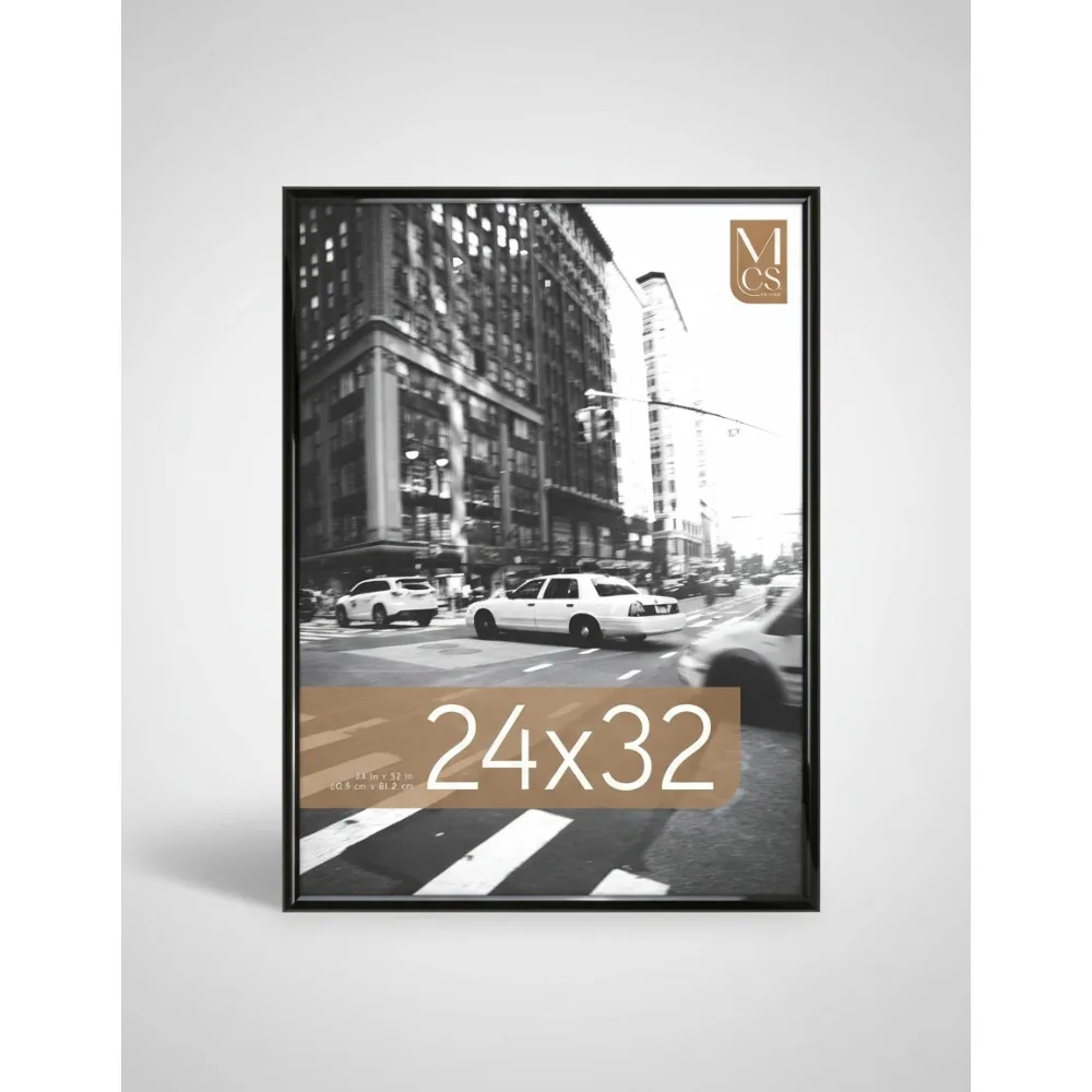 إطار ملصق أسود كبير اللمعان مقاس 24 × 32 - معلق على الحائط عموديًا/أفقيًا للصور والفن والألغاز