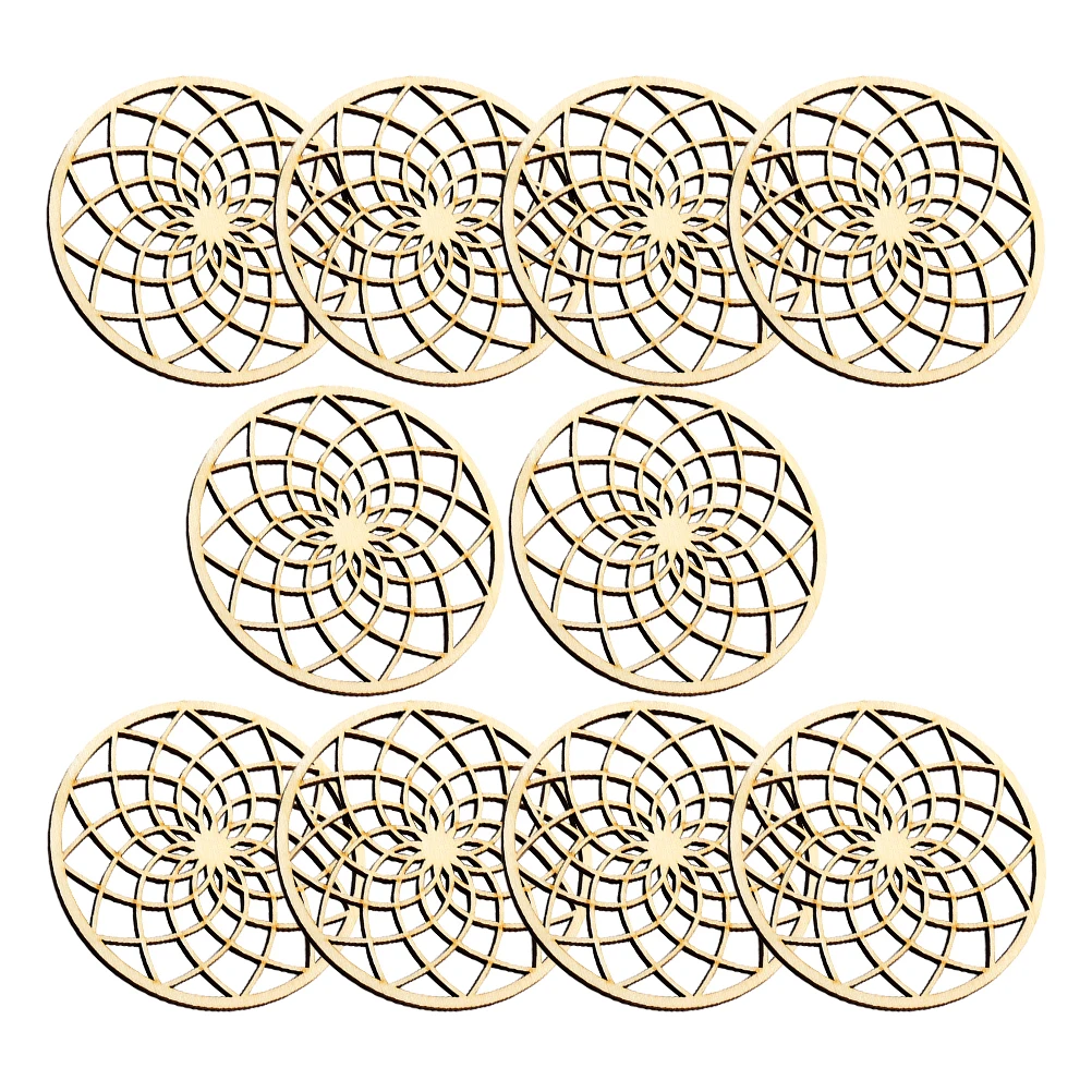 

10Pcs Heat Insulation Wooden Anti Burn Resistant Kitchen Tableware Pads 14.5cm Hollow Design