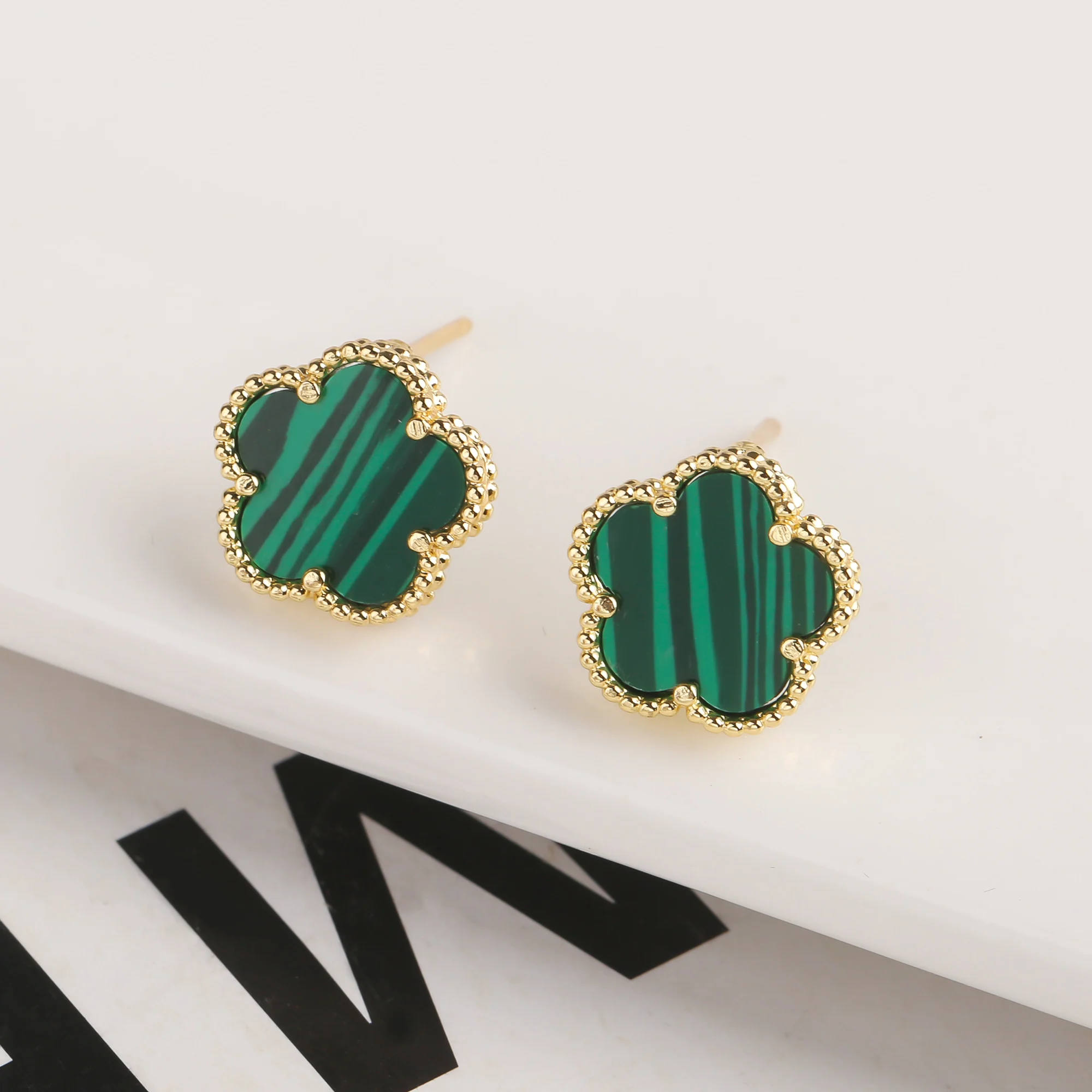 Hot Selling Plum Blossom Plant Temperament Cute Earrings For Women 18K Gold Plated Five Leaf Flowers High-Quality Clover - Image 4