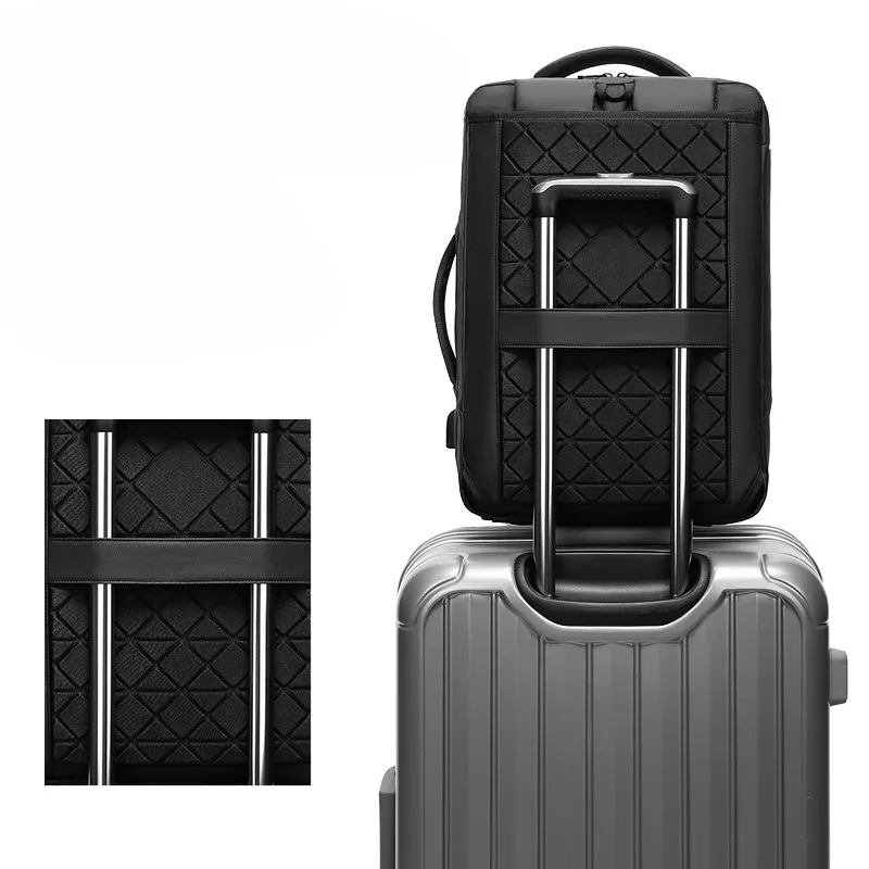 2024 Spring New Men's Black Simple Atmospheric Anti-theft Lightweight Rechargeable Large-capacity Multifunctional Backpacks Bags