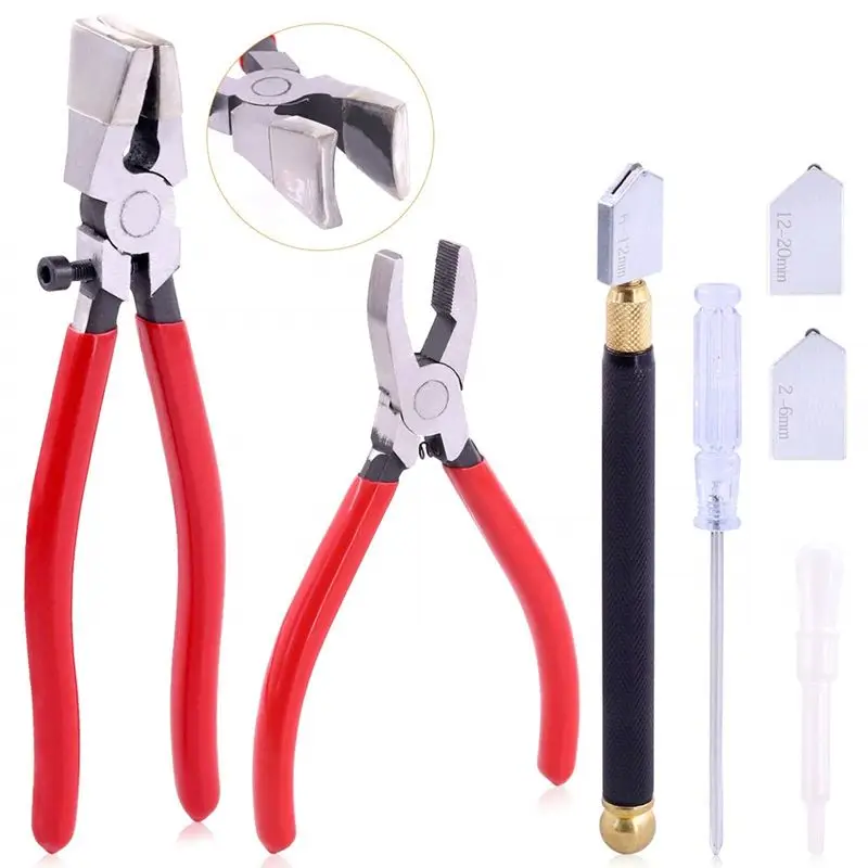 

Y42A-Glass Running Breaker And Cutting Tool Set, Heavy Duty Glass Cutting Tools, For Stained Glass,Mosaic Cutting Pliers Tool