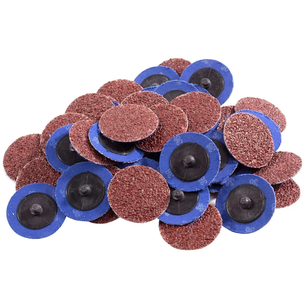 50pcs Quick Change 36 Grit Sanding Grinding Discs 2 Inch Twist On Roll Lock Discs Coated Quick Change Discs Surface Prep