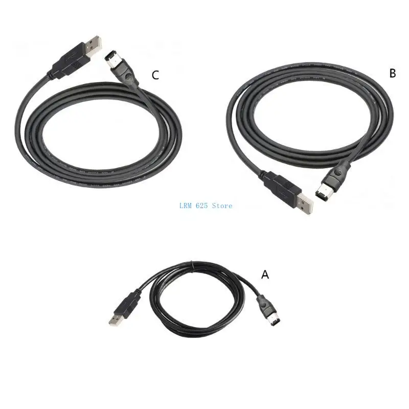

41QA FireWire IEEE 1394 6 PIN -PIN -MALE TO USB 2.0 Тип мужского кабельного адаптера камеры Мобильные телефоны MP3 PDAS Black