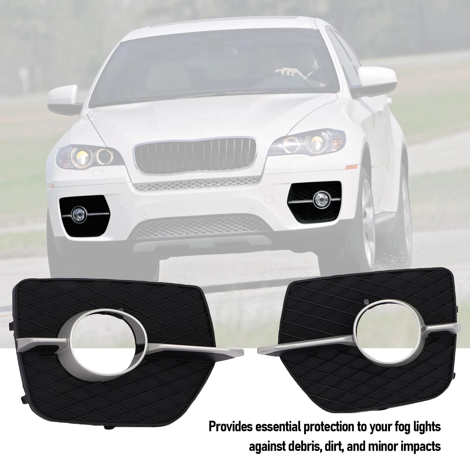 Car Fog Light Bezel Trim Fog Lamp Grill Trim Scratch Proof Long Lasting 51117188383 for X6 E71 E72 2008-2014 for Cars