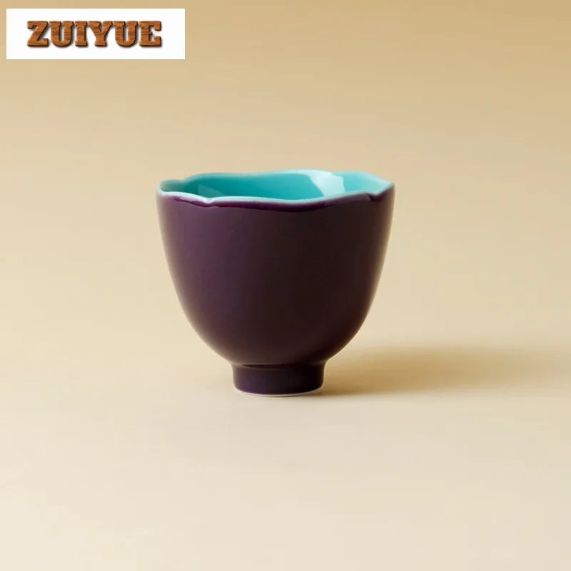2pc/lot Solid Color Grape Purple Teacup Retro Tea Bowl Set Of Cups Tea-tasting Smelling Cup Jianzhan Master Cups Tableware 55ml