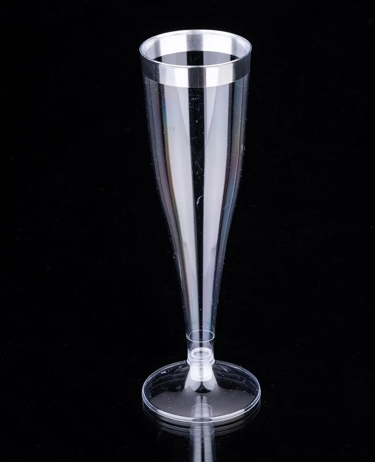 

TTFM 50 Count Disposable Champagne Flutes, 4.5 Oz Clear Glitter Glasses for Wedding, Party, Mimosa & Toast