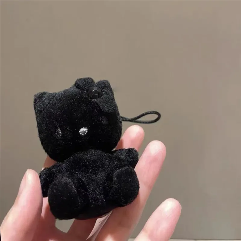 Kawaii Hello Kitty Plush Keychain Sanrio Keyring Doll Cute Black Kitty Plushie Stuffed Toy Mini Bag Pendant Wholesale Girl Gift