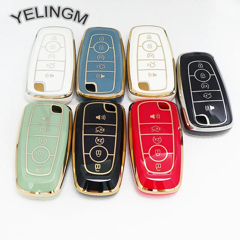 5 Buttons TPU Car Key Case Protector Cover for Ford Fusion Edge Mustang Explorer F150 F250 F350 F450 TPU Shell Fob Holder