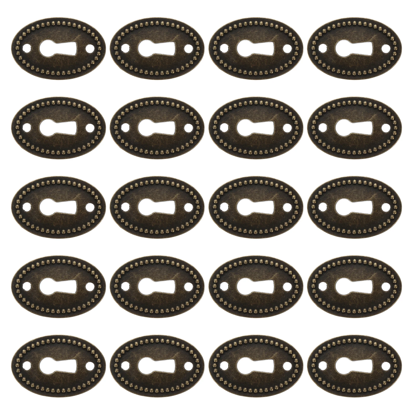 

20 Pcs Keyboard Decor Trim Dresser Hardware Oval Cover Furniture Keyhole Insert Cabinet Knob Back Plate Iron Sheet