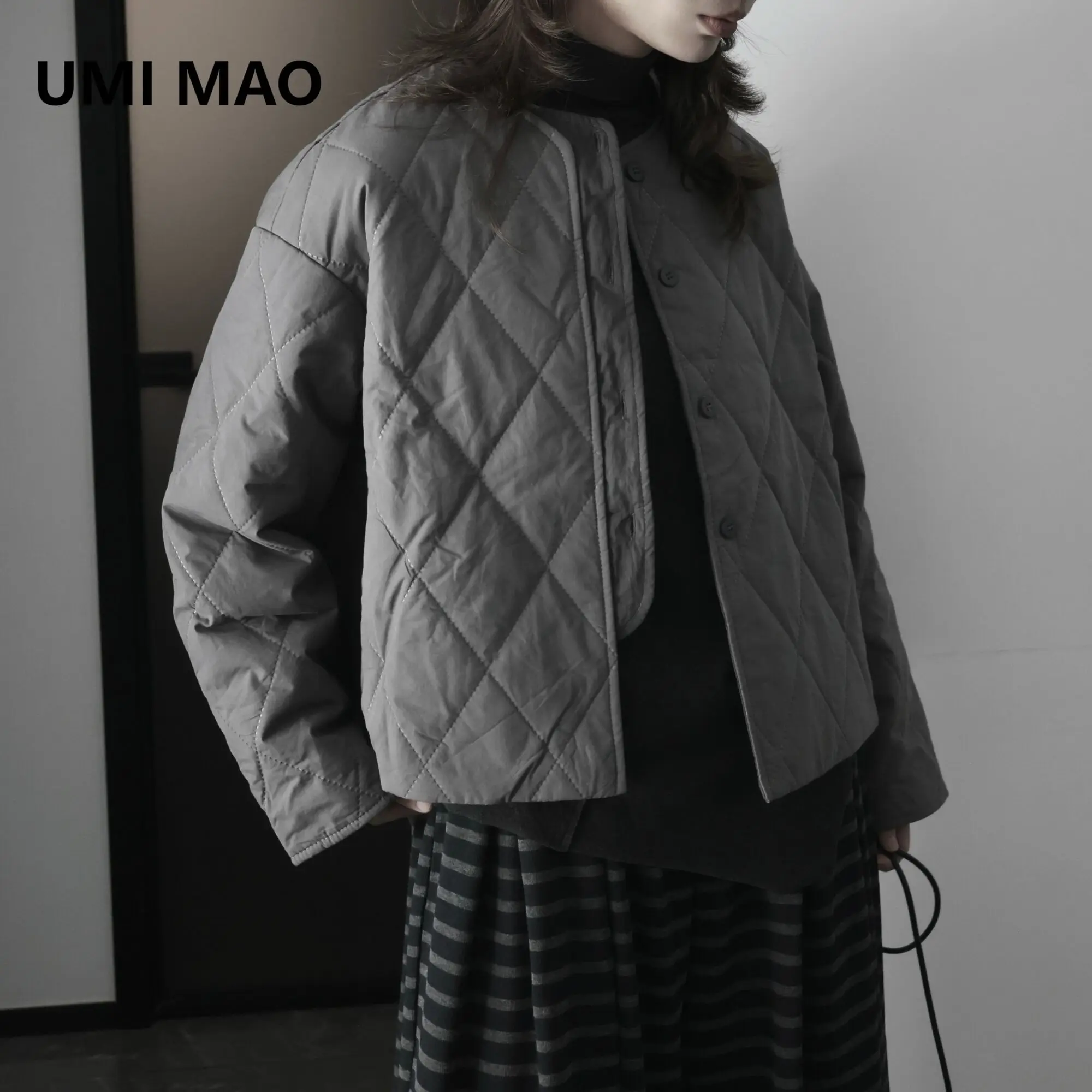 UMI MAO Yamamoto abrigo de algodón oscuro Mujer Otoño Invierno chaqueta suelta y cálida Mujer Y2K Casacos Feminino