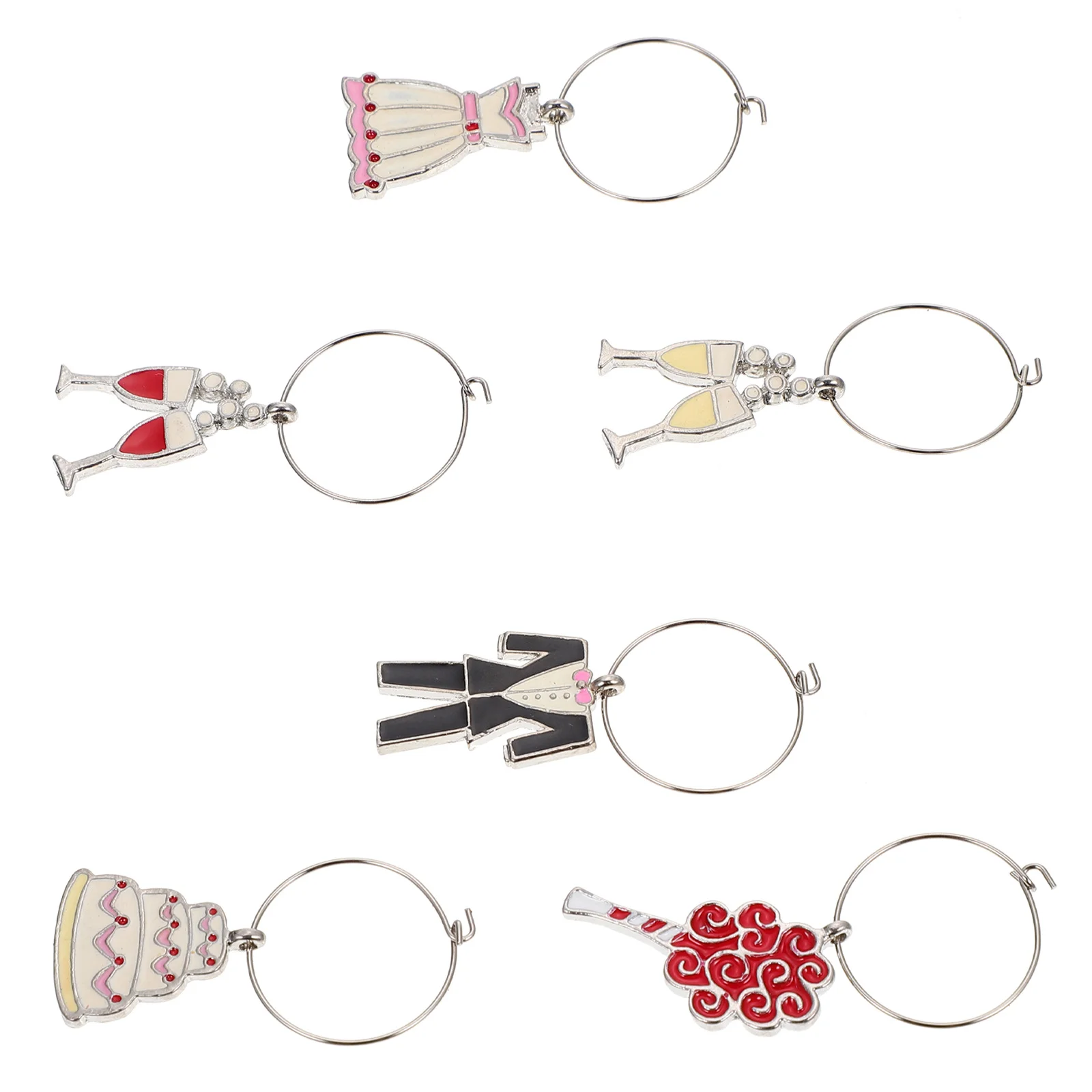 

6pcs Wine Glass Markers Creative Drink Tags Party Cup Identifier Wedding Bar Decorations Wine Glass Charms Kitchen Bar Tools