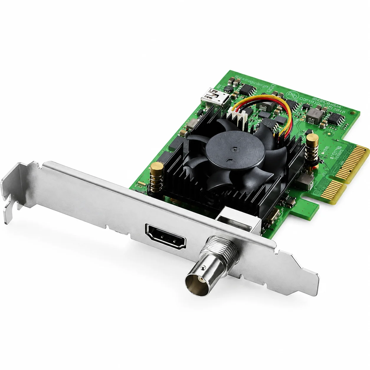 PCIe video capture card SDI input with active cooling fan, suitable for live broadcast, recording, broadcast 1080p 4K