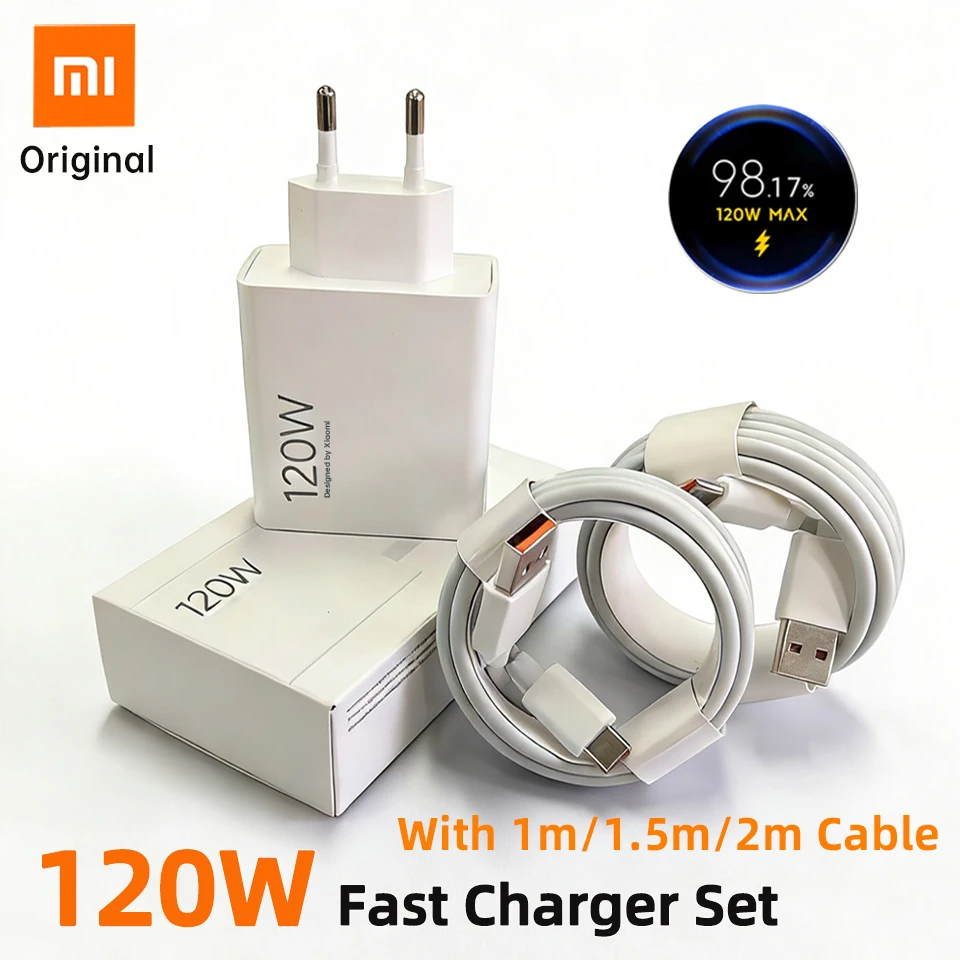

Оригинальное зарядное устройство XIAOMI 120W USB с быстрой зарядкой 100W Hypercharge, турбо-адаптер и кабель для Mi 17 Pro Max, 14, 15, Redmi Note 13, Poco F7, F8