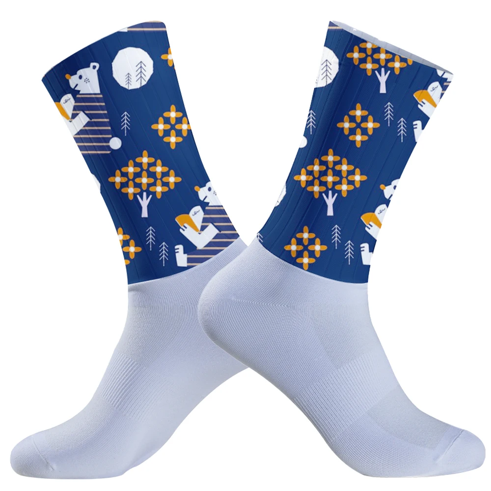 Chaussettes de voyage de compression océanique pour hommes, motif sans couture, chaussettes de sport Harajuku, chaussettes de cyclisme décontractées