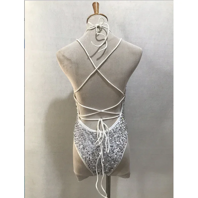 Nuevo Body de lentejuelas, traje de baile en barra calado Sexy para mujer, traje de fiesta Rave sin espalda, ropa de baile Gogo para club nocturno