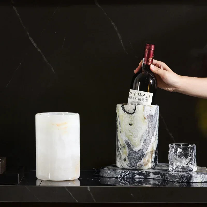 【Natural】Natural Marble Wine Ice Bucket Cooler | Luxury Insulated Champagne Beer Chiller | Elegant Home Bar Wedding Party Bucket
