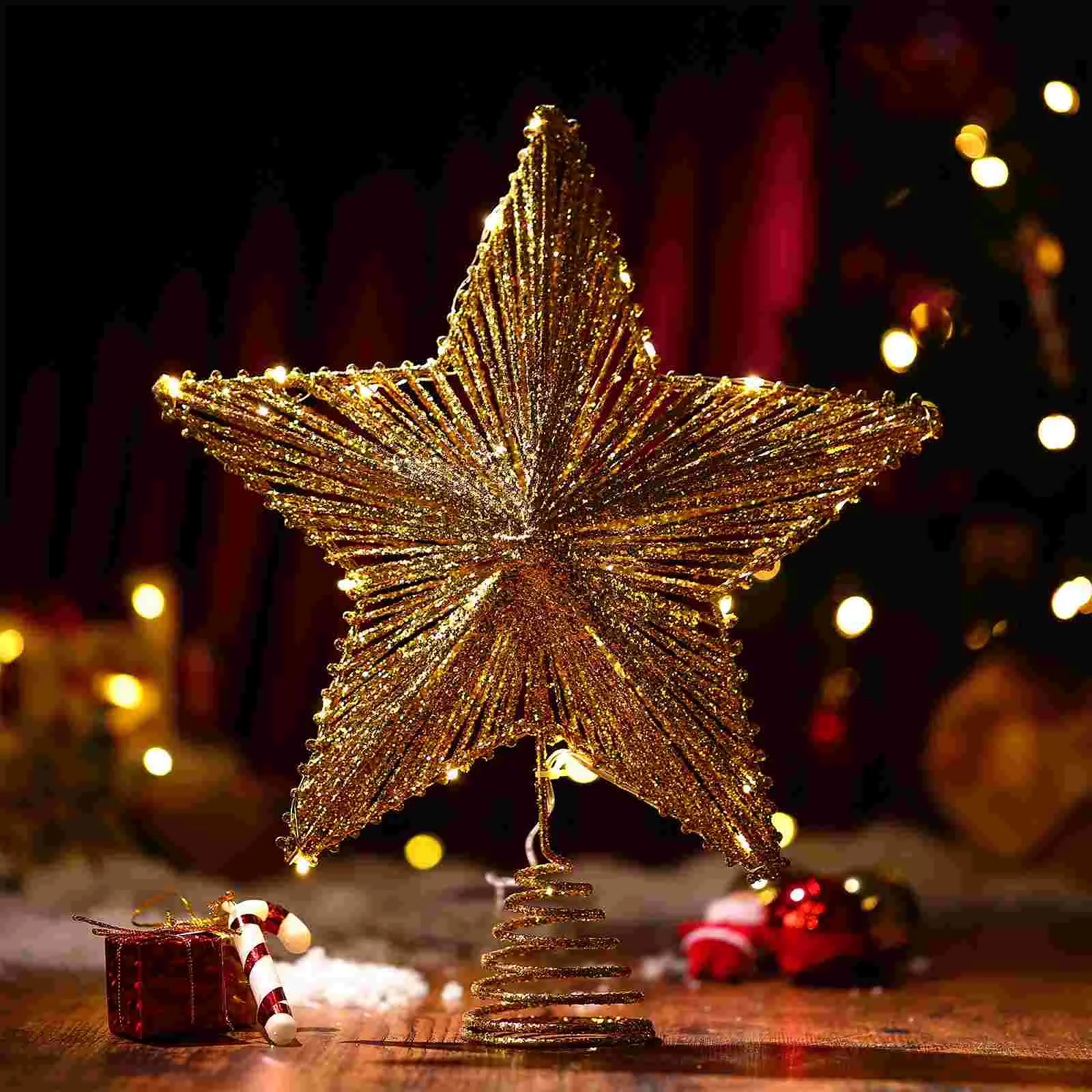 

Top Hat Dome Light Christmas Tree Star Father Outdoor Decor Halloween Window Xmas Treetop Ornament Lighted up Topper Iron LED