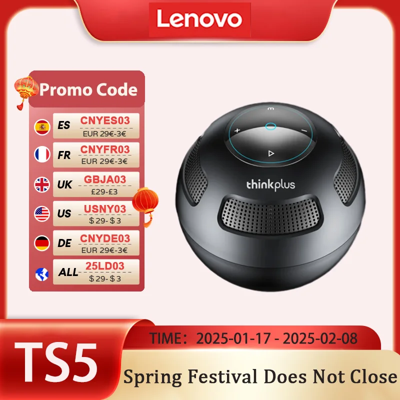 Lenovo TS5 Bluetooth V5.3 Wireless Portable Speaker Outdoor Subwoofer Loudspeaker For lenovo xiaomi anker baseus qcy