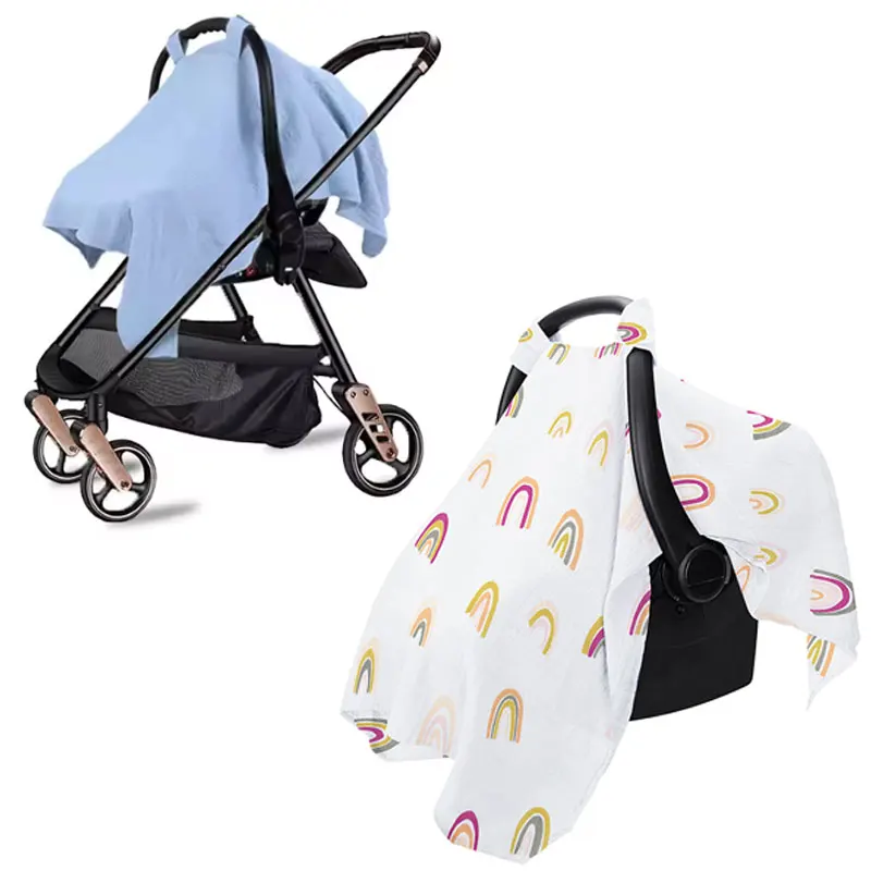 

Pure Cotton Crepe Baby Basket Cover Gauze Trolley Sunshade Cover Sunshade and Windproof Cover Basket Cover