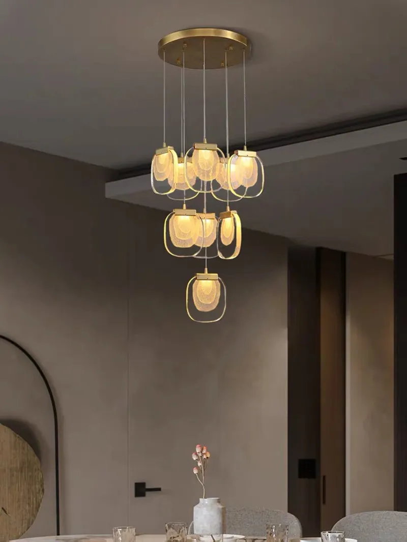 

Italian style crystal glass chandelier luxury bar bedside stairs postmodern creative simple chandelier.