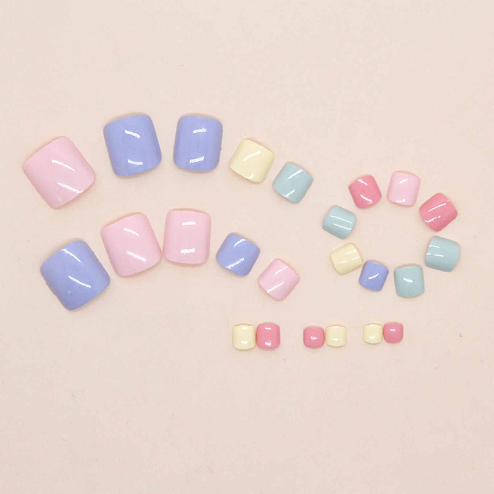 

False Toenails Cute Style Colorful Square False Toenails Lightweight Easy To Stick Fake Nail For Girlfriend Wife Women And Girl