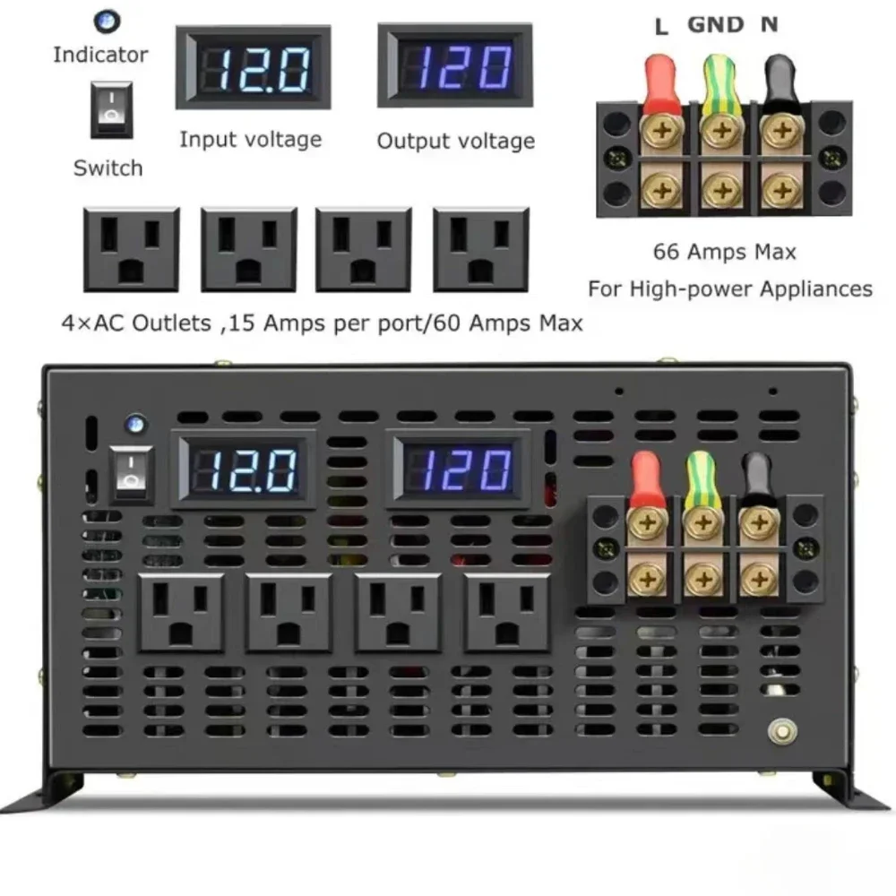 

Good price Power Inverter Converter Peak 16000W12V24V36V48V To 220V 120 Voltage 8000 Watt Pure Sine Wave Inverter