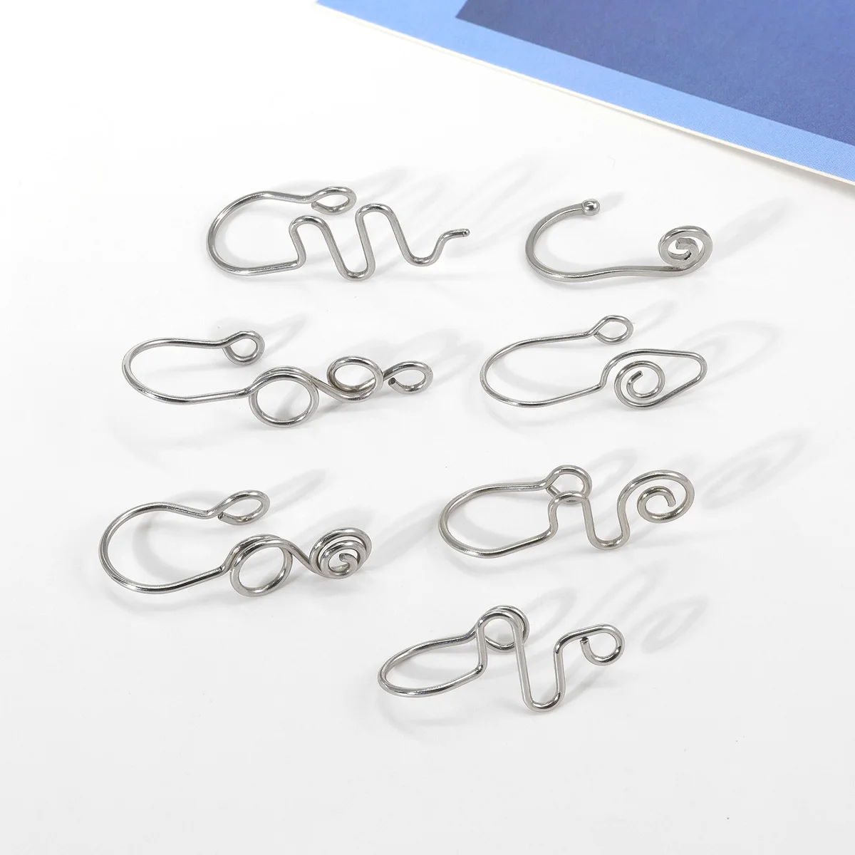 3pcs/7pcs Punk Non Puncture Nose Ring For Women U-Shaped Wire Spiral Fake Piercing Nose Clip Cuff Nostril Body Jewelry Gifts
