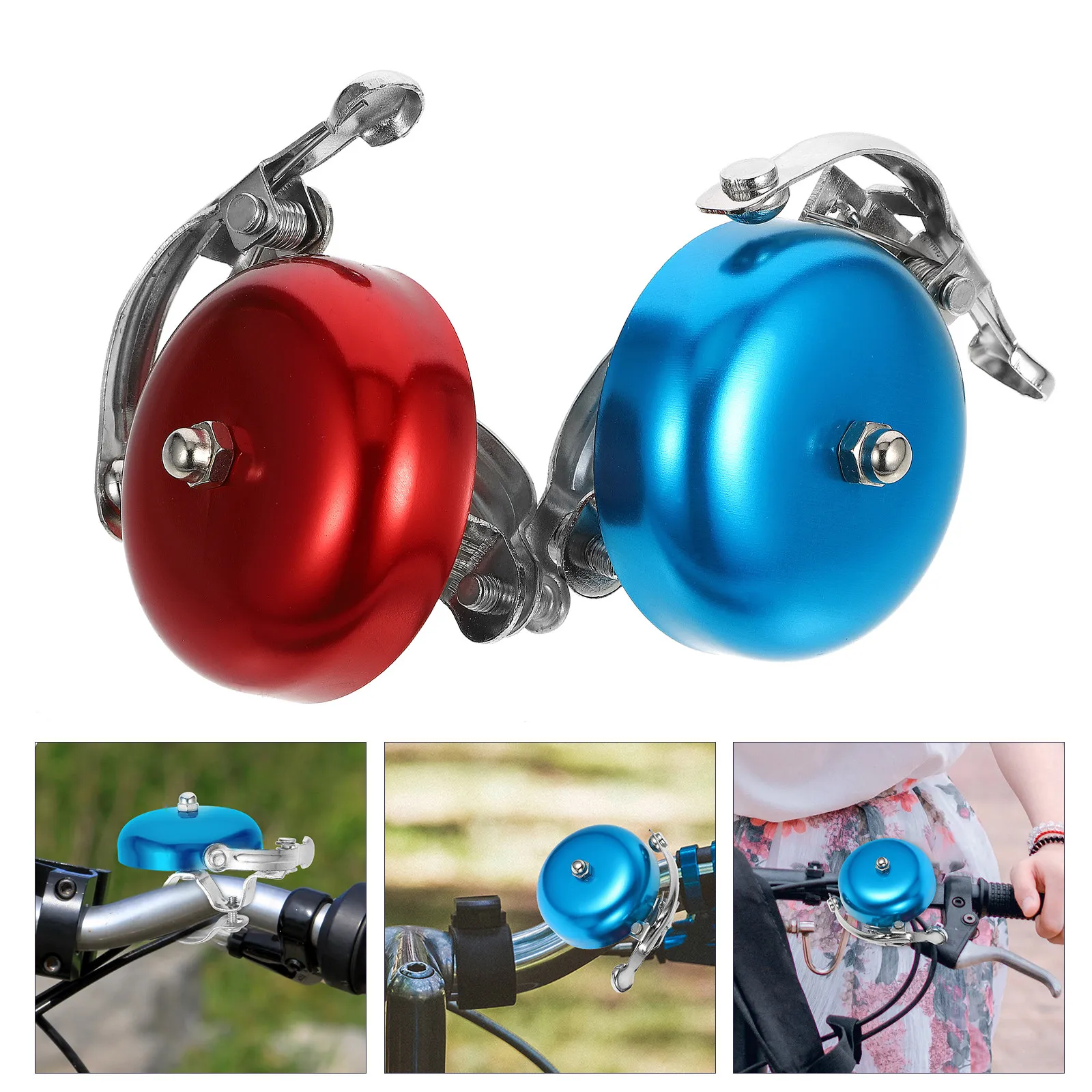 

2Pcs Aluminum Alloy Bike Bell Retro Design Loud Clear Sound Road Mountain Folding Bicycle Bell Portable Tool-Free Installation
