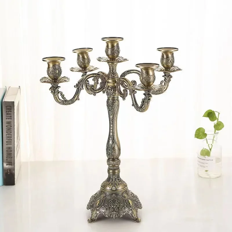 Western food boutique bronze five-headed European candle holder romantic Valentine's Day candlelight dinner table household jewe