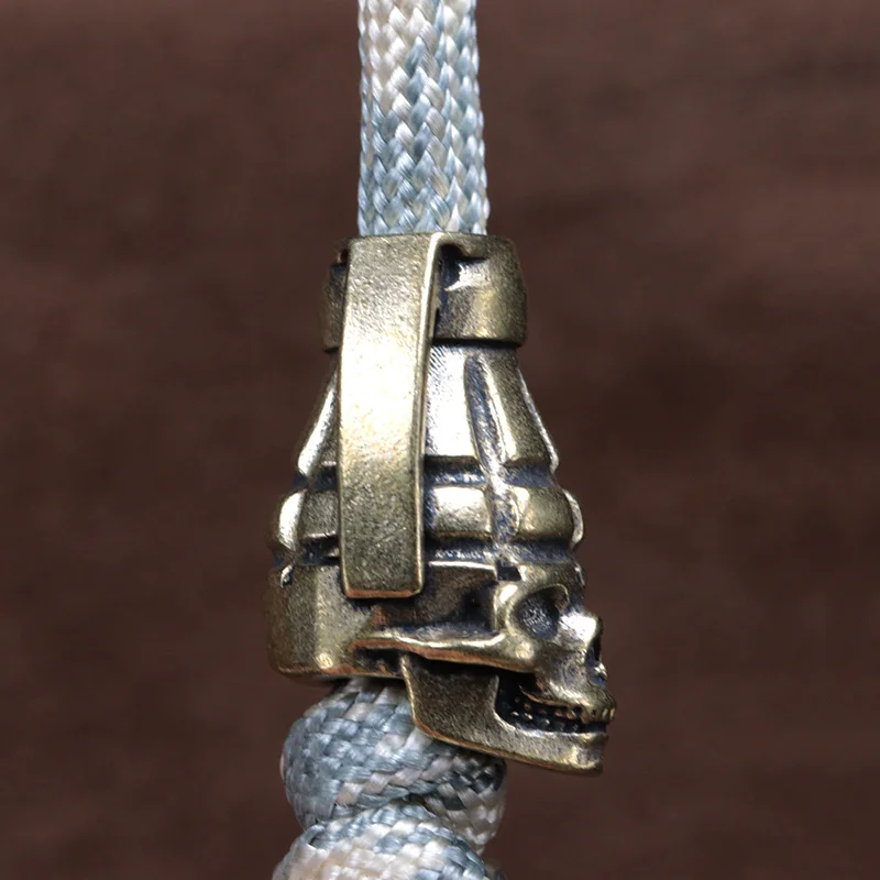 Skull Grenade Brass Knife Beads EDC DIY Paracord Woven Bracelets Lanyard Pendants Accessories Outdoor Tool Hangings Charms