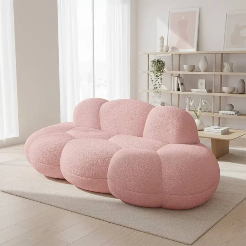 

Modern Cloud Sofa Living Room Compressed Floor Sofa Pink Lamb Booker Comfortable Combination Sofa Apartment