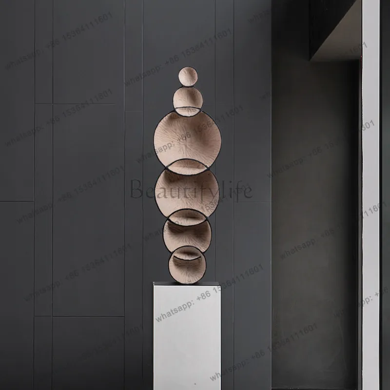 Modern abstract aisle porch sculpture ornaments hotel model room decoration wood carving