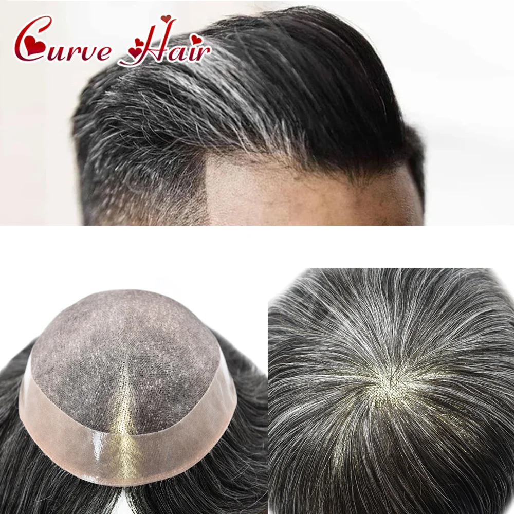 

Toupee for Men Hairpieces Fine Mono Human Hair Replacement Systems NPU around Hair Prosthesis Monofilament Poly Hair Units Wigs