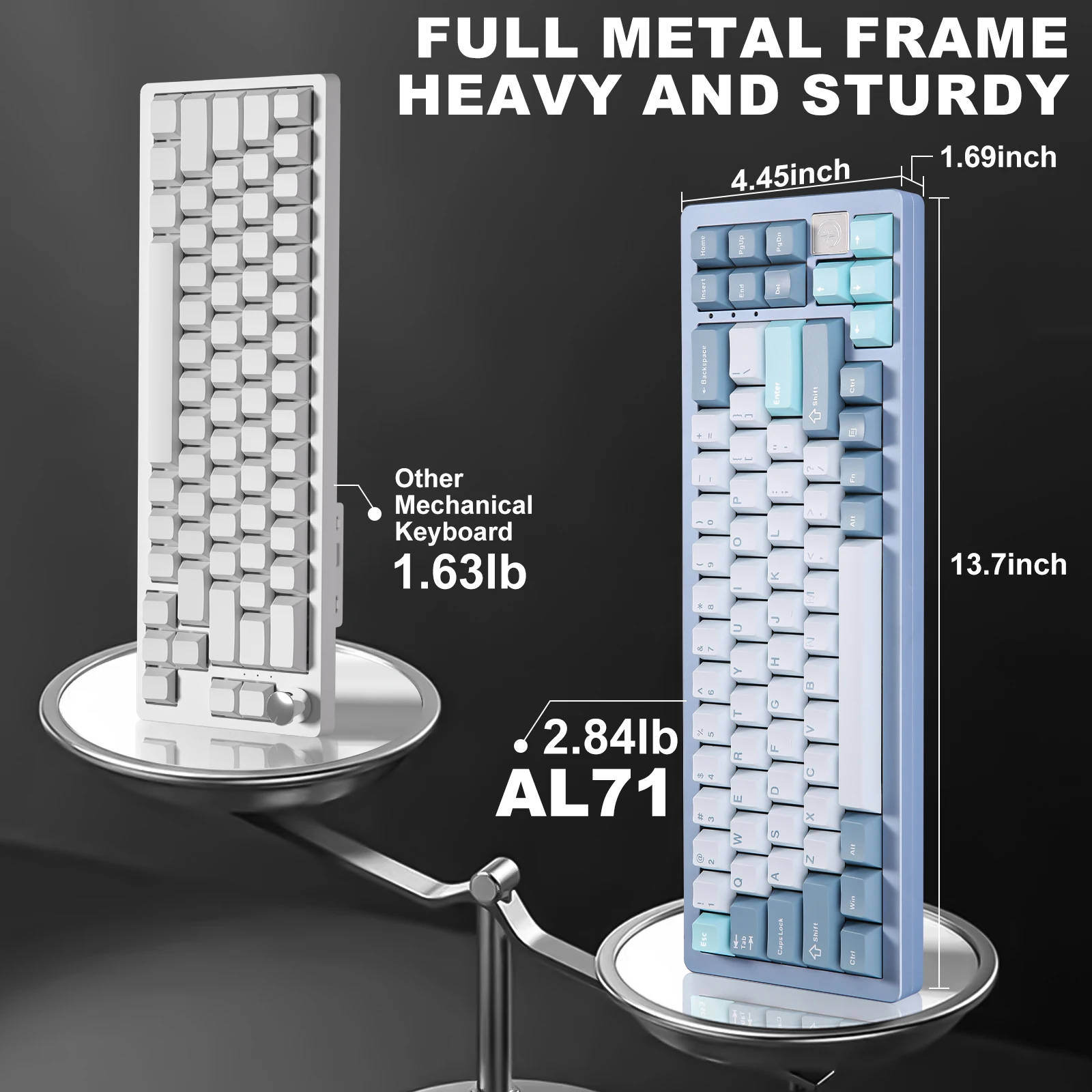 メカニカルキーボード,アルミニウム,CNC,YUNZII-AL71,5.0 GHz,al71,Bluetooth USB-C,ホットスワップ可能なシール,ワイヤレス,68%