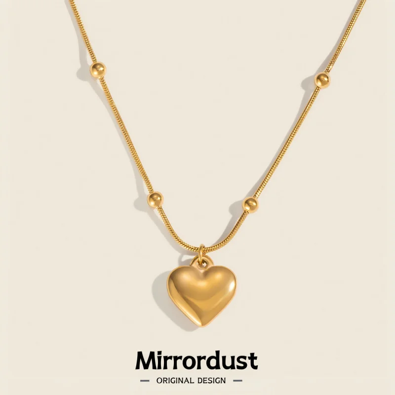 

Простой дизайн, ожерелье с подвеской в форме сердца, ожерелье из нержавеющей стали с гальваническим покрытием, 18-каратное золото, индивидуальное темпераментное ожерелье с подвеской