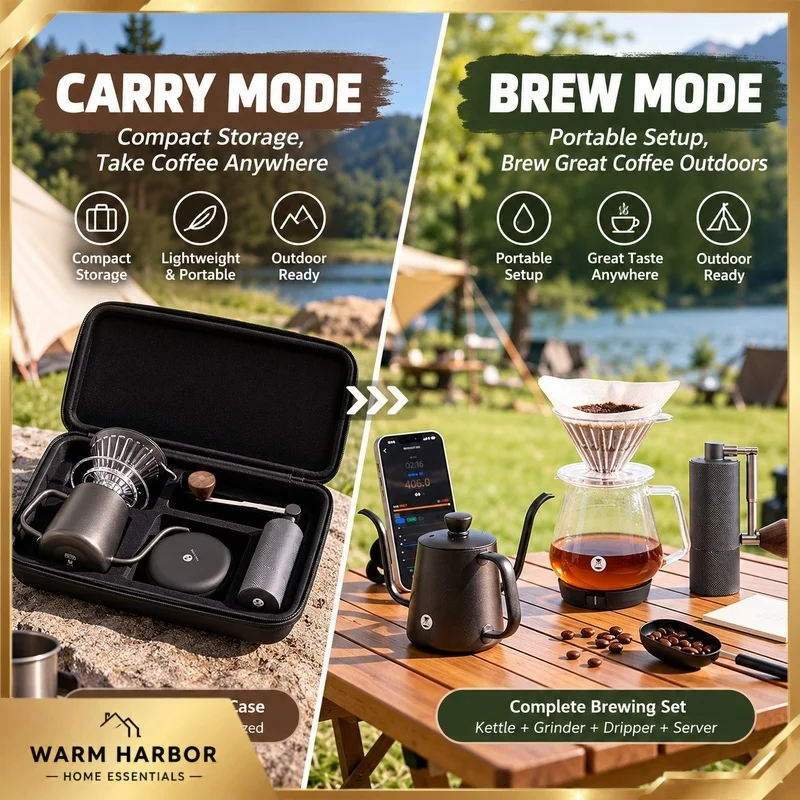 TIMEMORE Nano 3 Portable Pour Over Coffee Set Outdoor Camping Travel Brewing Kit Carry Case Gift Box Hand Grinder for Home Use