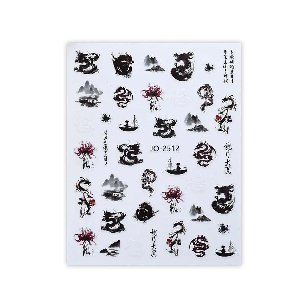 Bamboo Pattern Dragon Nail Stickers calligrafia Nail Art forniture Dragon Nail decalcomanie fai da te Nail Charms accessori per unghie