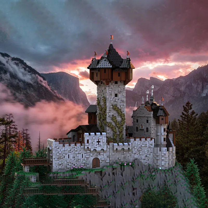 Moc Building Blocks Medieval Fortress Model Alpine Castle Technology Modular Building Blocks Gift Children's Toys DIY Assembly