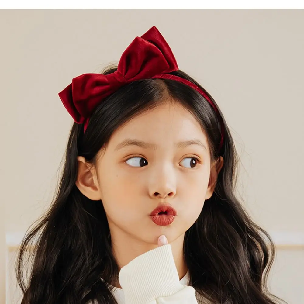 

Double Layer Bow Korean Hair Accessories Gift Cloth Sweet Decoration Princess Hair Hoop Velvet Bow Hair Band Children Hair Band