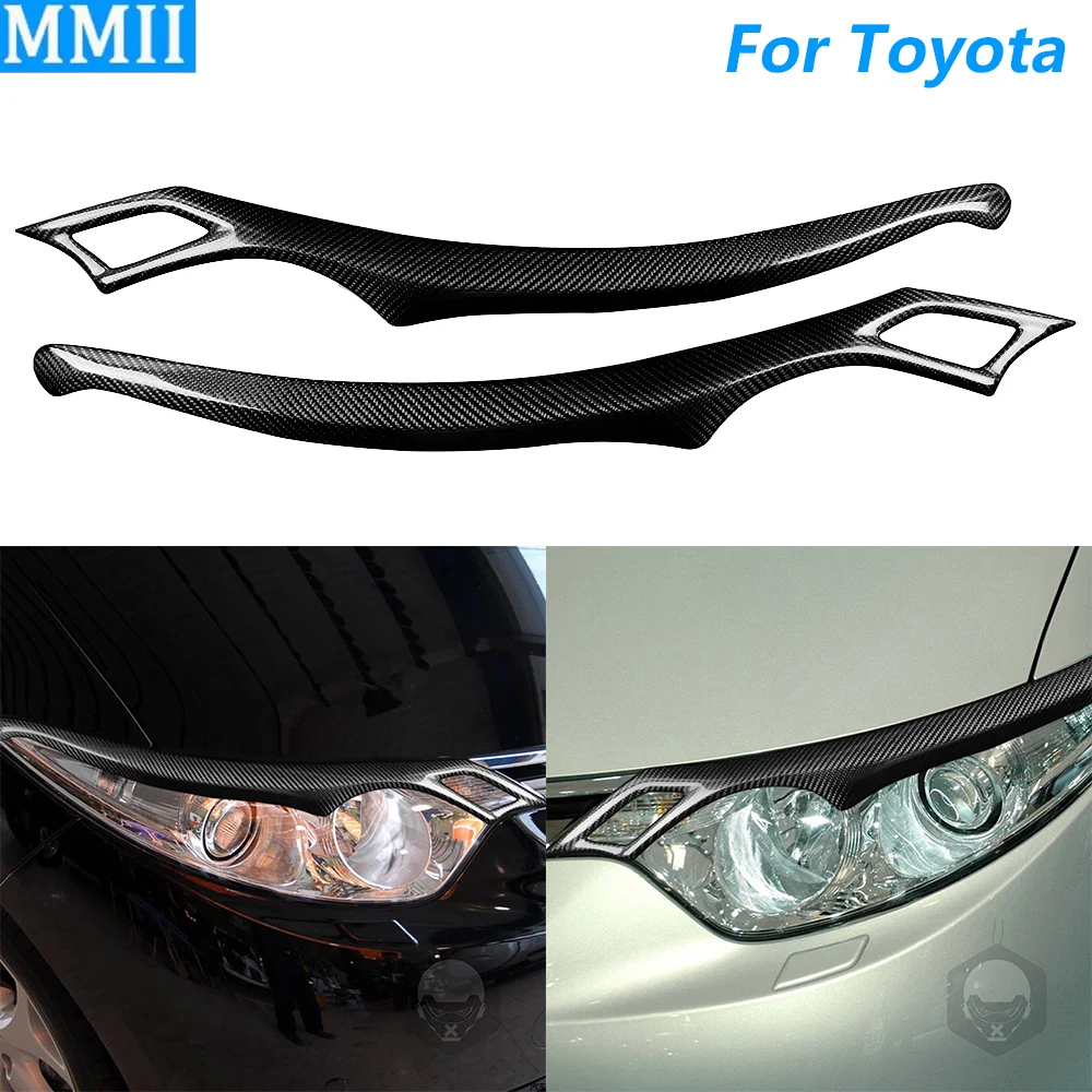 

For Toyota Previa ACR50 2006-2012 Real Dry Carbon Fiber Front Headlight Eyelid Eyebrow Cover Panel Decorative Car Accessories
