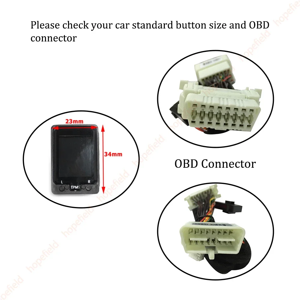 Sistema di monitoraggio della pressione dei pneumatici OBD TPMS allarme Tracker di sicurezza dei pneumatici senza accessori per sensori per Toyota