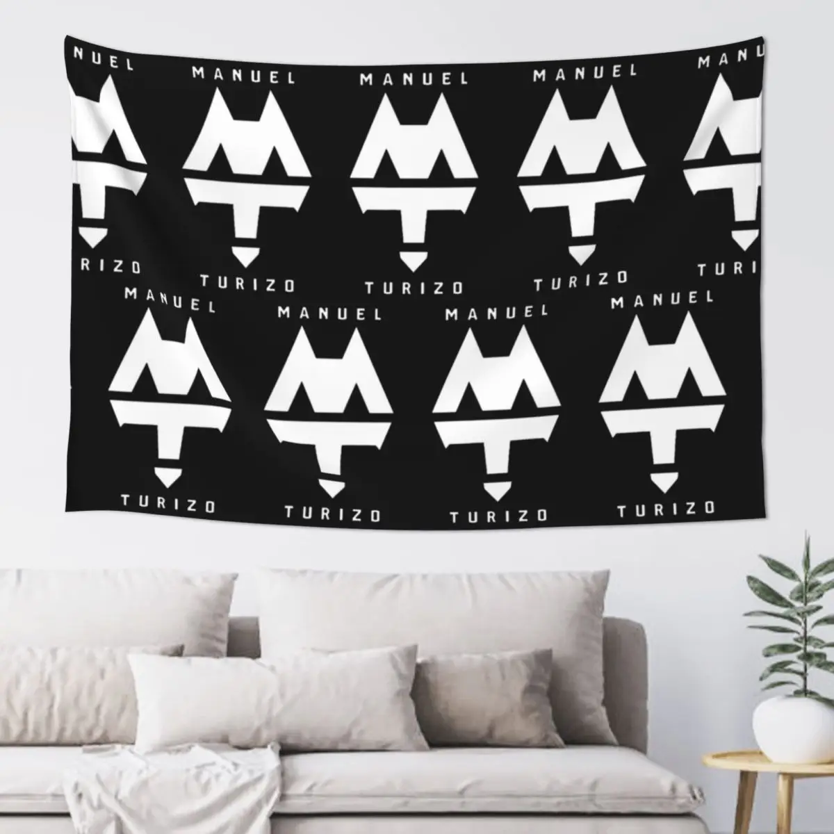 Rapper Manuel Turizo Logo Tapestry Hippie Wall Hanging Aesthetic Home Decor Tapestries for Living Room Bedroom Dorm Room