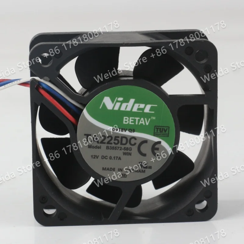 

Nidec 6025 12V double ball bearing 0.17A 6cm silent power supply case server cooling fan B35572-58G