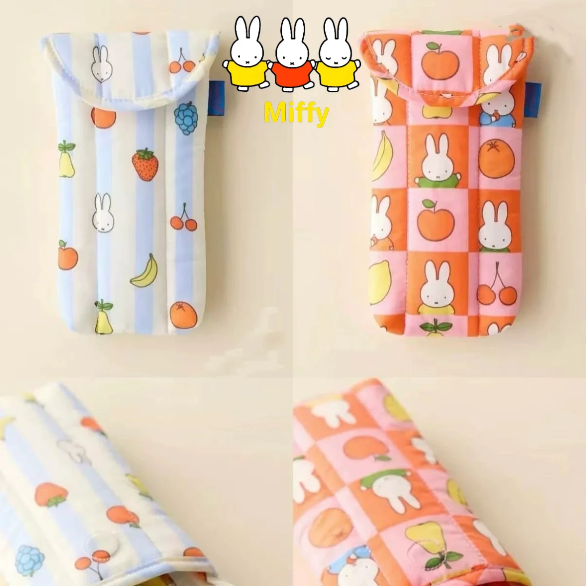 Kawaii Anime Miffy Glasses Bag Cartoon Cute Miffy Glasses Storage Bag Cotton Inner Liner Sunglasses Protective Bag Gift