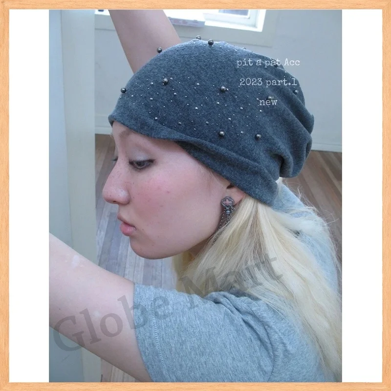 للجنسين شتاء دافئ مترهل قبعة Y2K حجر الراين رئيس التفاف قبعة يندبروف البلوز قبعة مستديرة الوجه ودية #1