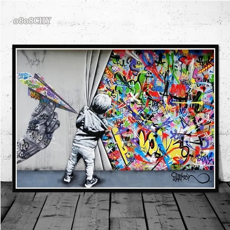 Canvas Wall Art Painting Abstract Banksy Graffiti Art Picture Funny Monkey Street Pop Wall Art Posters for Home Bedroom Decor